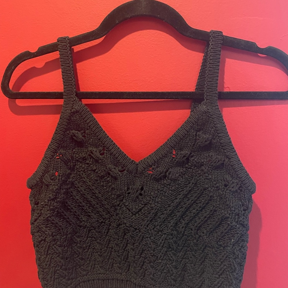 Express Black Textured Knit Top